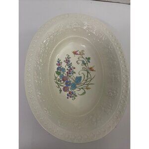 Wedgwood Wellesley Pattern Oval Serving Bowl White With Floral Design 13"
